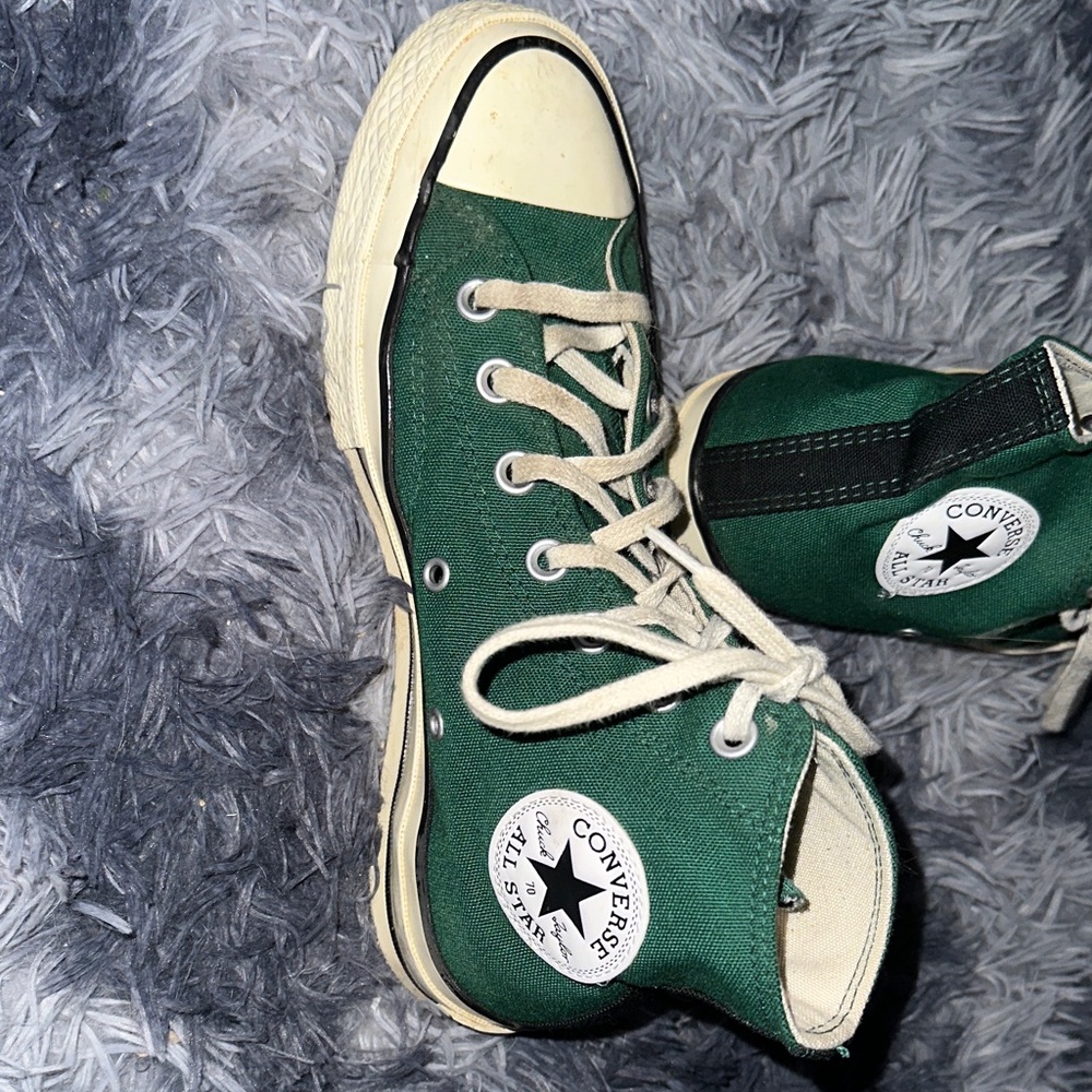 Converse Forest Green High-Tops with Cream Accents